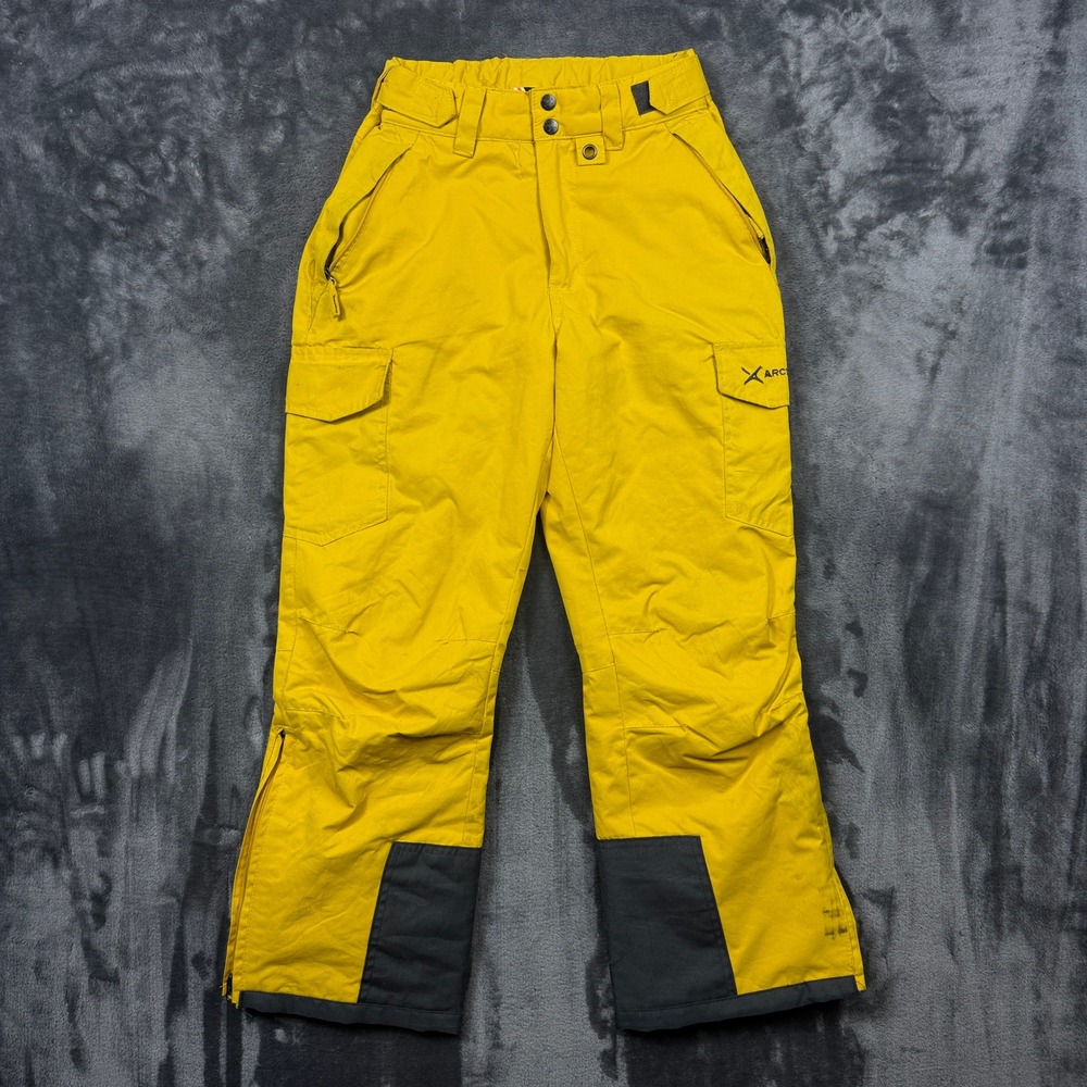Arctix Snow Pants Mens Small 29-30W Yellow Insulated Cargo Ski Winter Trousers